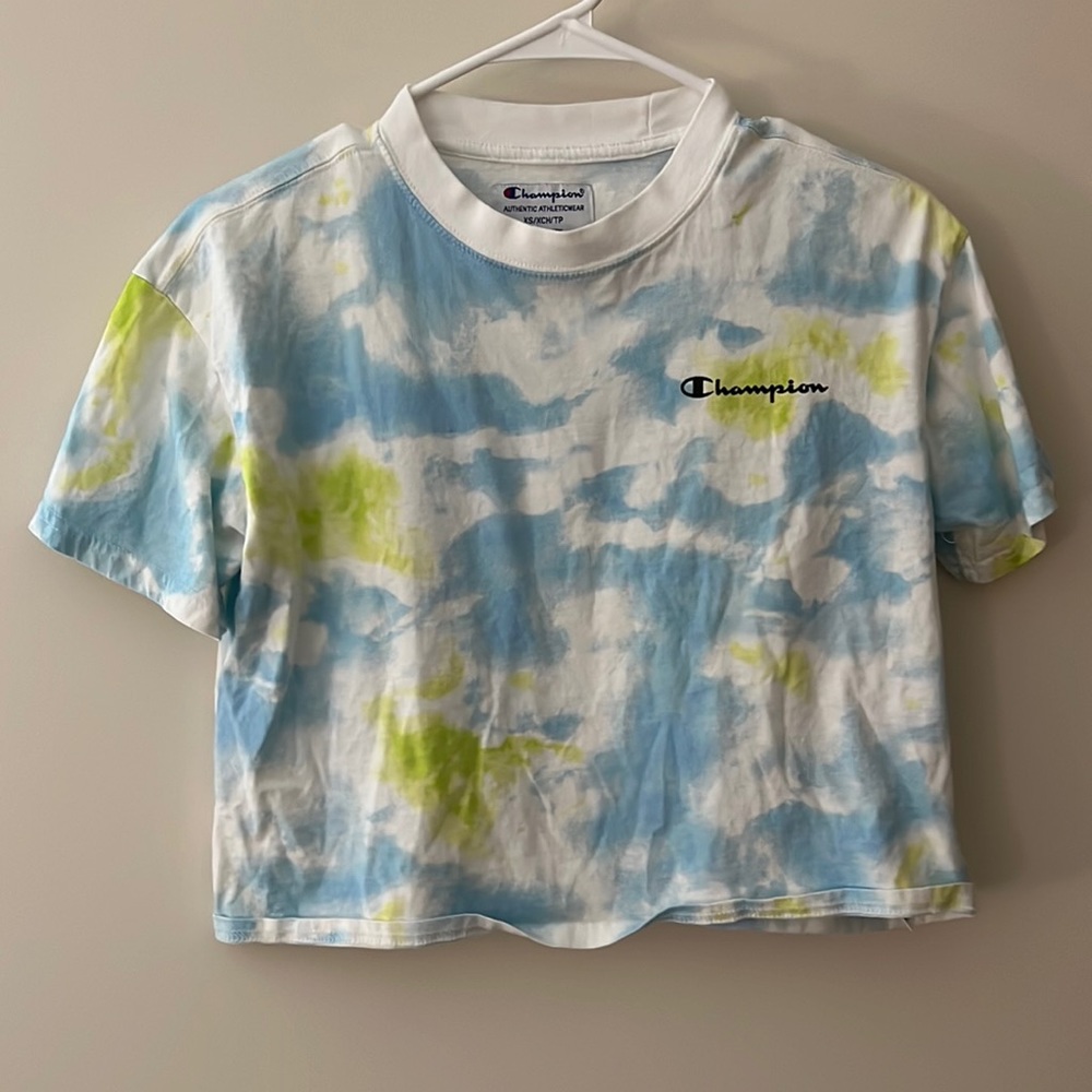 Champion tie dye cropped tee size xs